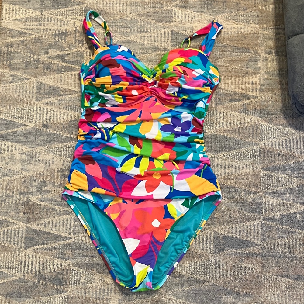 Bleu Rod Beattie floral One-Piece Swimsuit with adjustable straps